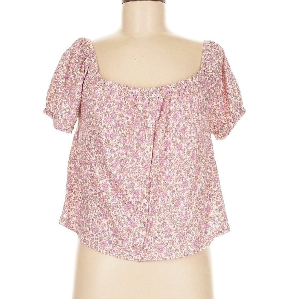 American Eagle Floral Pink Off-Shoulder Top